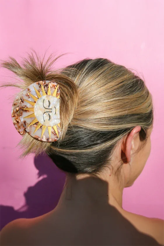 Golden Sun Hair Clip - Round