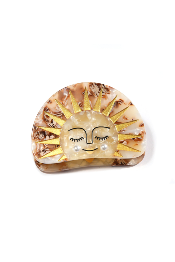 Gold Sun Hair Clip - Round