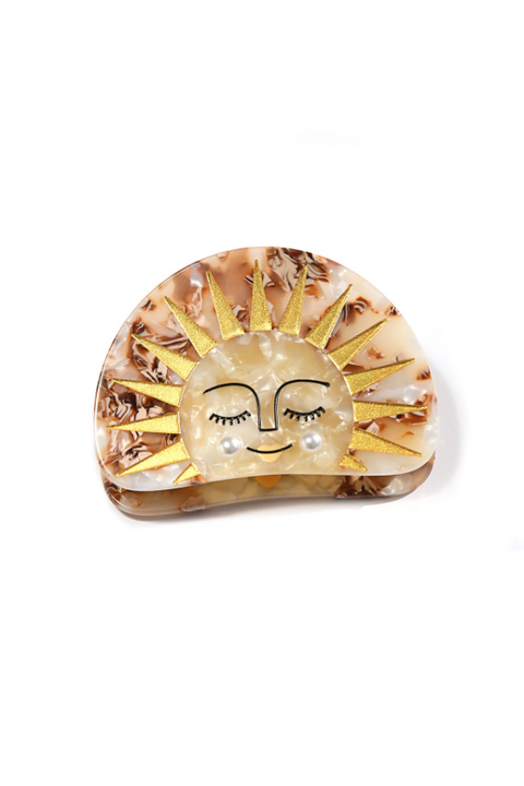 Gold Sun Hair Clip - Round