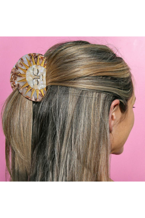Gold Sun Hair Clip - Round
