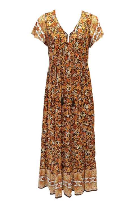 Grove Flutter Sleeve Maxi - Earthy Floral Mix