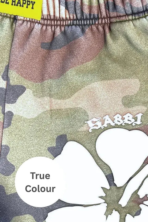 The Happy Hibiscus Trackie Short - Camo