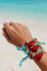 Aqua Bandana Bracelet Large Red heart