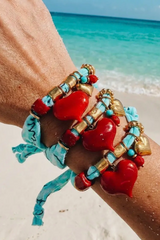 Aqua Bandana Bracelet Large Red heart