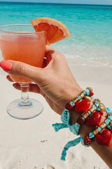 Aqua Bandana Bracelet Large Red heart