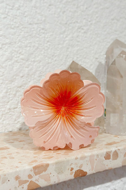 Hibiscus Claw Clip - Peach