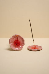 Hibiscus Ceramic Incense Holder - Sunset Red