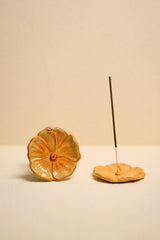 Hibiscus Ceramic Incense Holder - Golden Yellow