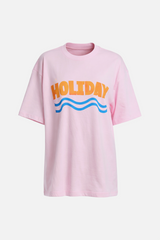 Holiday Oversize Tee - Pink Snowwash