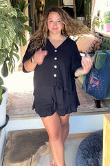 Maggie Button Crop - Black