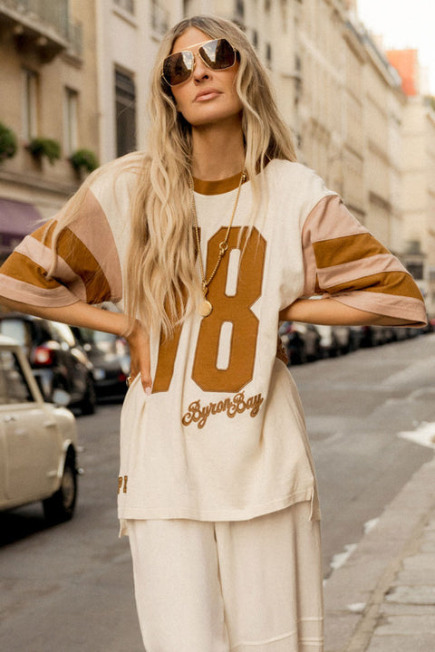 Homecoming Oversized Biker Tee - Stone