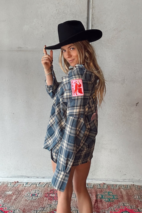 Horse Power Flannel - Blue