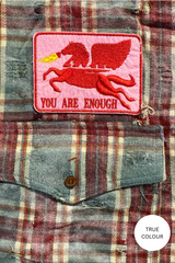 The Horse Power Distressed Flannel Shirt Burgundy