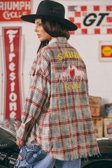 The Horse Power Distressed Flannel Shirt Burgundy