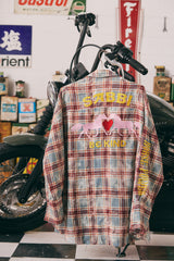 The Horse Power Distressed Flannel Shirt Burgundy