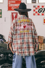 The Horse Power Distressed Flannel Shirt Burgundy