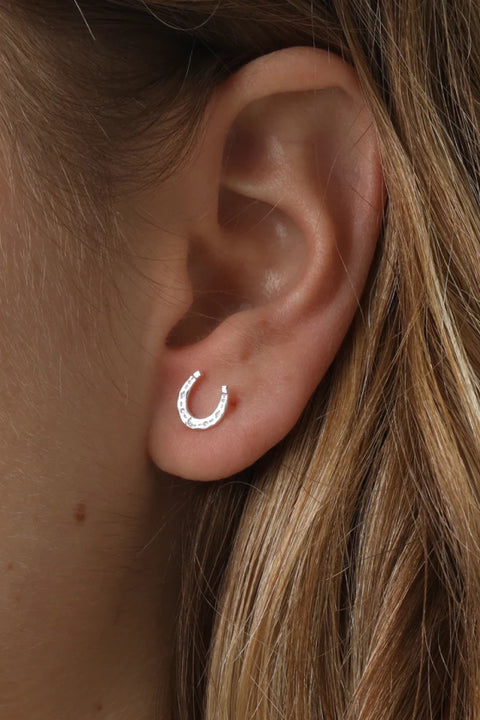 Lucky Horse Shoe Studs - Silver