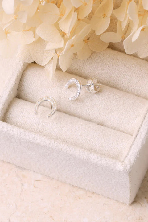 Lucky Horse Shoe Studs - Silver