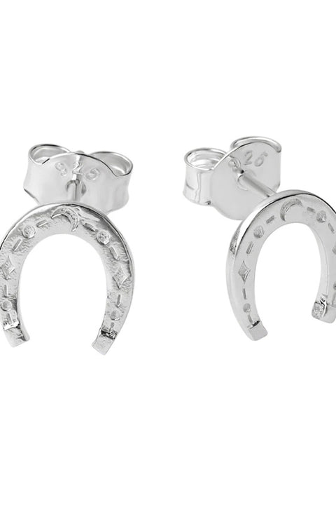 Lucky Horse Shoe Studs - Silver