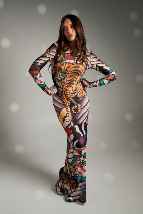 Got Ink Mesh Dress
