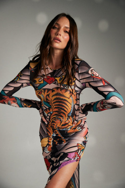 Got Ink Mesh Dress