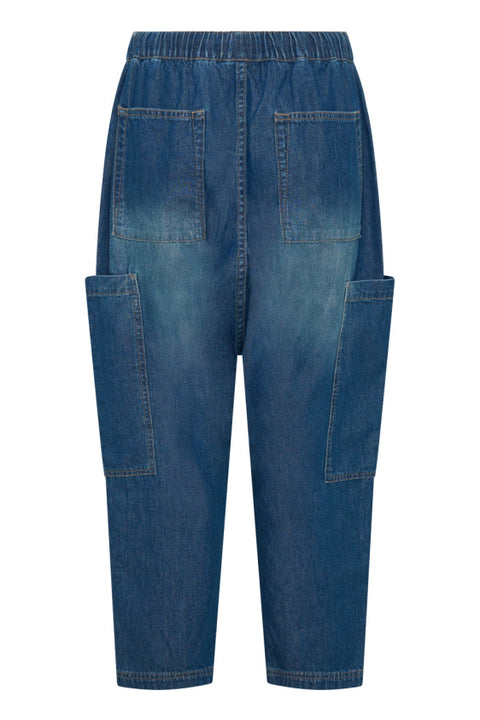 Isla Low Waist Drawstring Denim Harem Jeans - Pasadena Blue