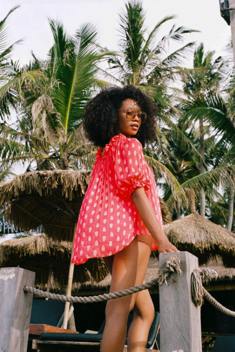 Isla Blouse - Red Chiffon Paisley