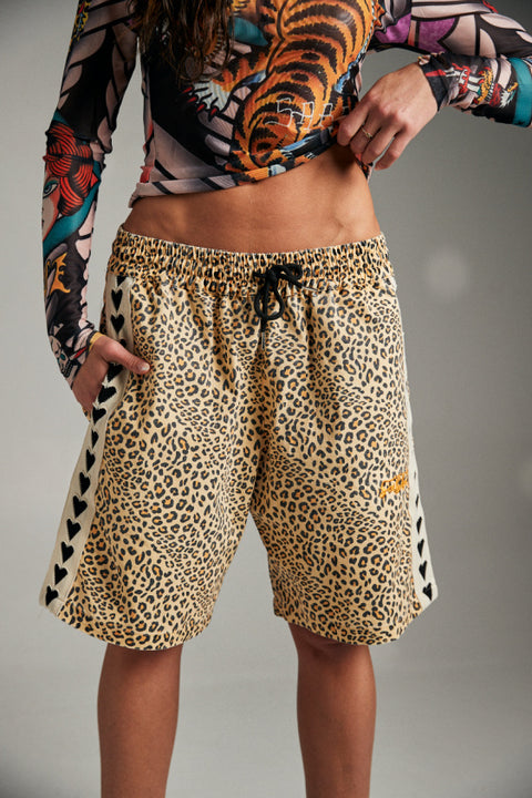 The Raving Heart Jorts - Drill Leopard