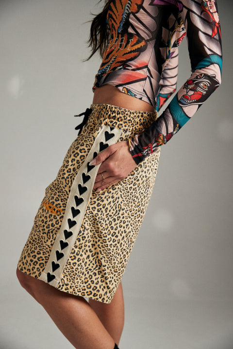 The Raving Heart Jorts - Drill Leopard