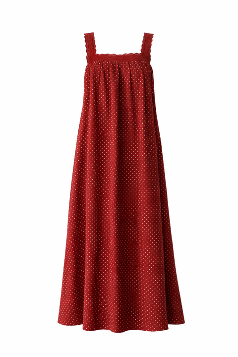 Juno Lace Neck Maxi Slip Dress - Choc Polka Dot