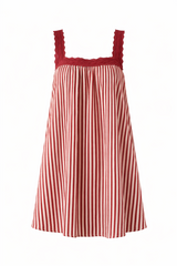 Juno Lace Neck Mini Dress - Wine + Pink Stripe