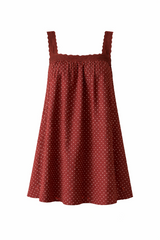 Juno Lace Neck Mini Dress - Choc Polka Dot