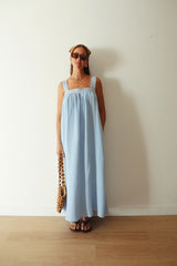 Juno Lace Neck Maxi Slip Dress - Baby Blue