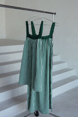 Juno Lace Neck Mini Dress - Emerald Stripe