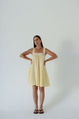 Juno Lace Neck Mini Dress - Butter