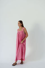 Juno Lace Neck Maxi Slip Dress - Pink Floral