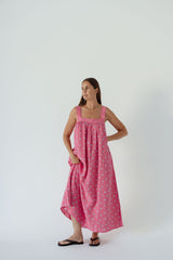 Juno Lace Neck Maxi Slip Dress - Pink Floral