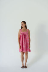 Juno Lace Neck Mini Dress - Pink Floral