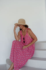Juno Lace Neck Maxi Slip Dress - Pink Floral