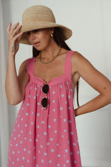 Juno Lace Neck Maxi Slip Dress - Pink Floral