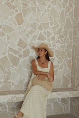 Juno Lace Neck Maxi Slip Dress - Butter