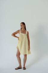 Juno Lace Neck Mini Dress - Butter