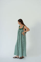 Juno Lace Neck Maxi Slip Dress - Emerald Stripe