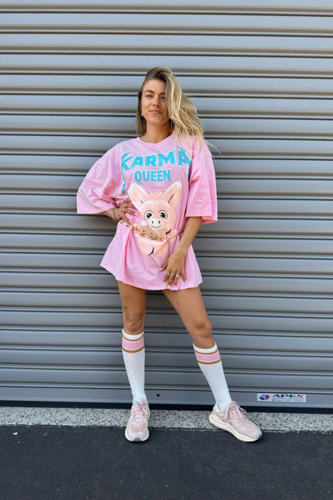 Karma Queen Bling Tee - Pink