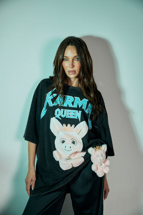 Karma Queen Bling Tee - Black