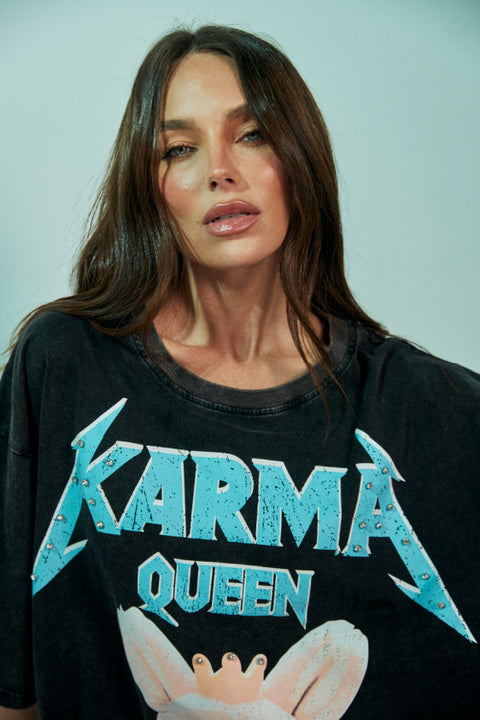 Karma Queen Bling Tee - Black
