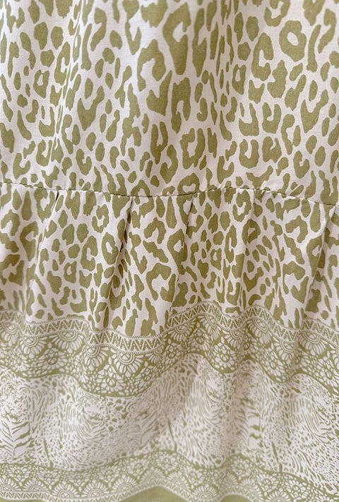 Grove Flutter Sleeve Maxi - Khaki Leopard