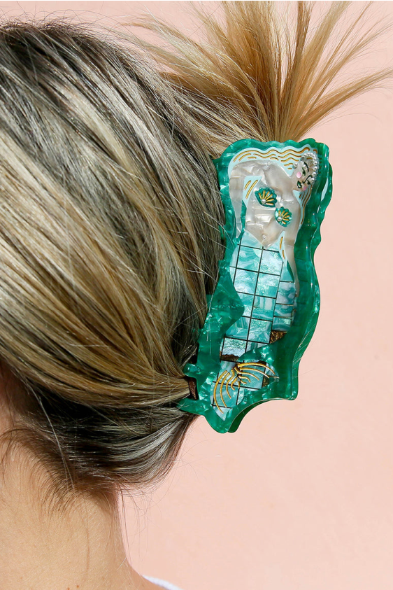 Delphine Mermaid Hair Claw - Green