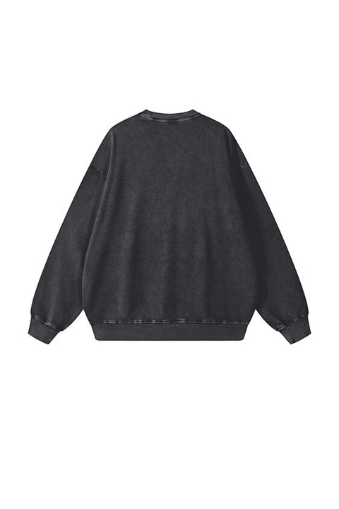 La Sirene Crew Neck Sweatshirt - Black Acid Wash