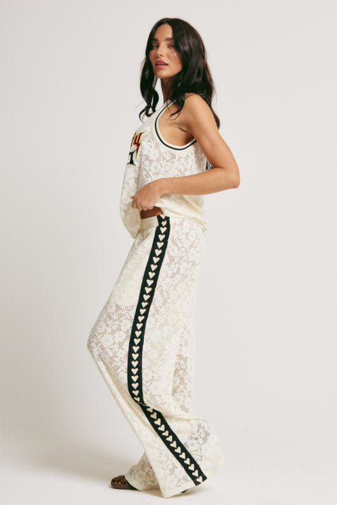 The Raving Heart Pants - Cream Lace
